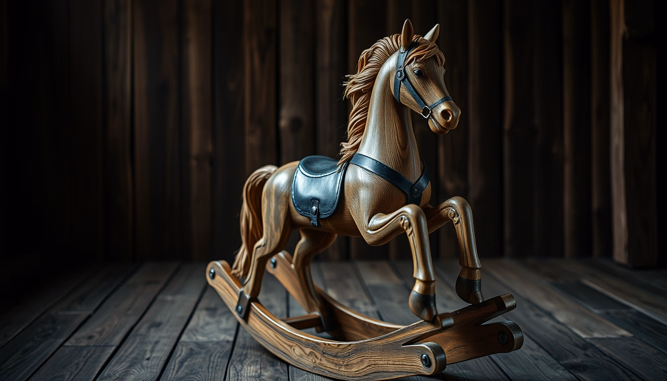 rocking horse wooden in editorial style