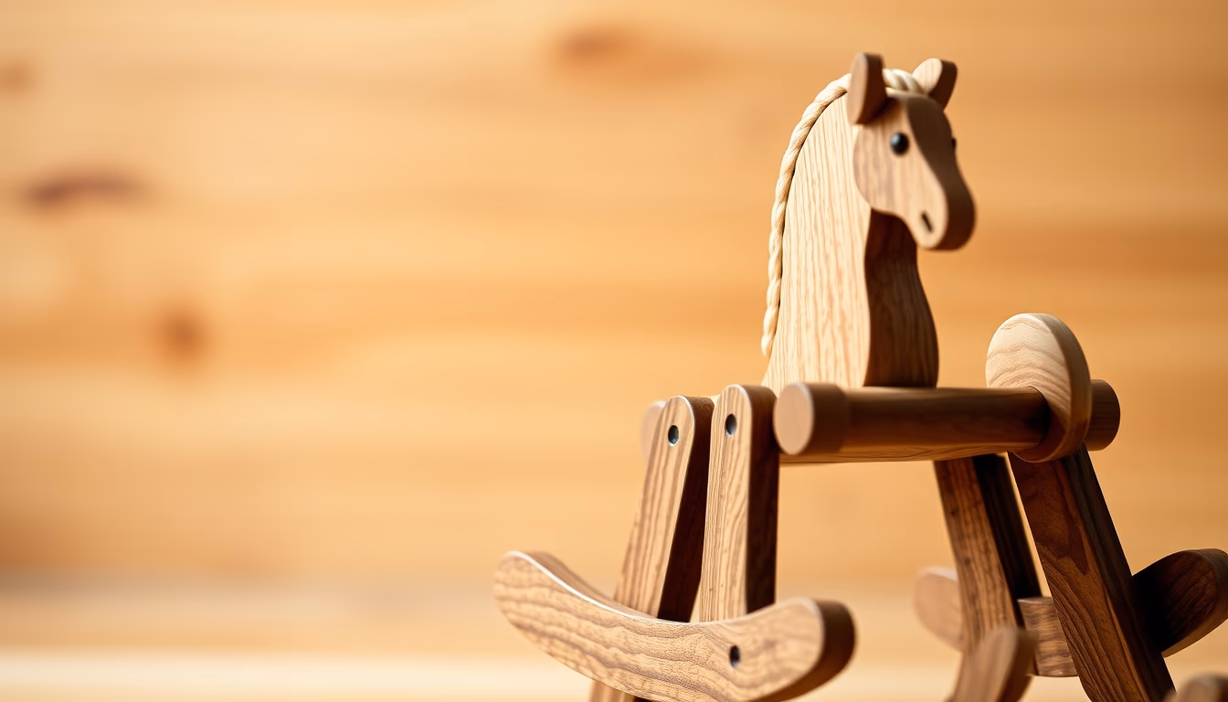 rocking horse wooden in editorial style