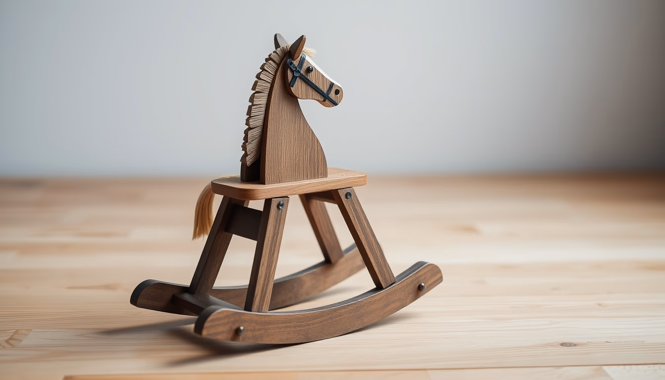 rocking horse wooden in editorial style