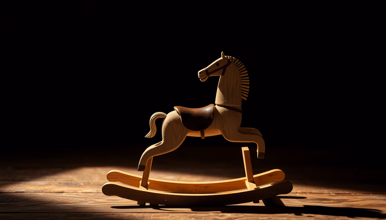 rocking horse wooden in editorial style