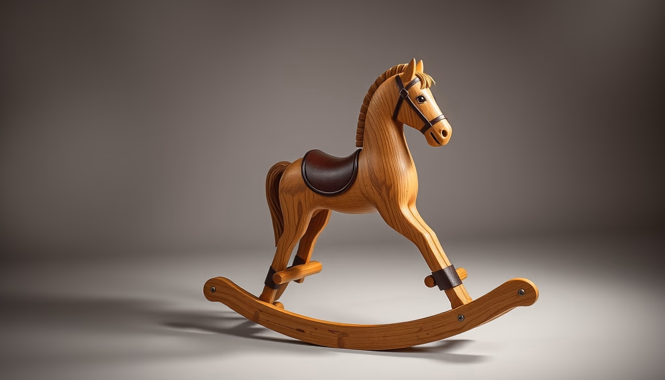 rocking horse wooden in editorial style