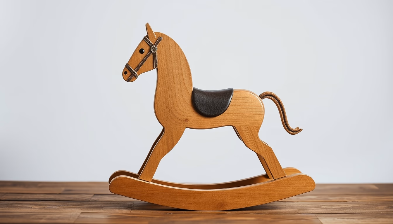 rocking horse wooden in editorial style