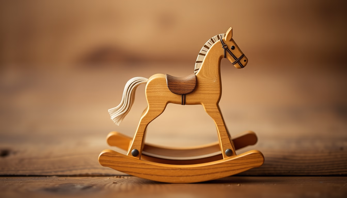 rocking horse wooden in editorial style