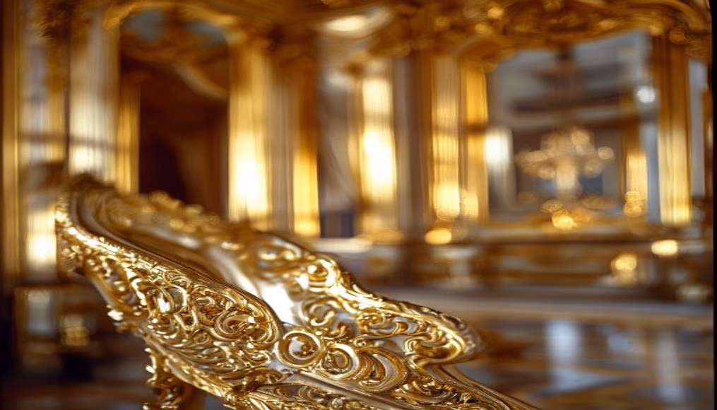 rococo interior gold in editorial style