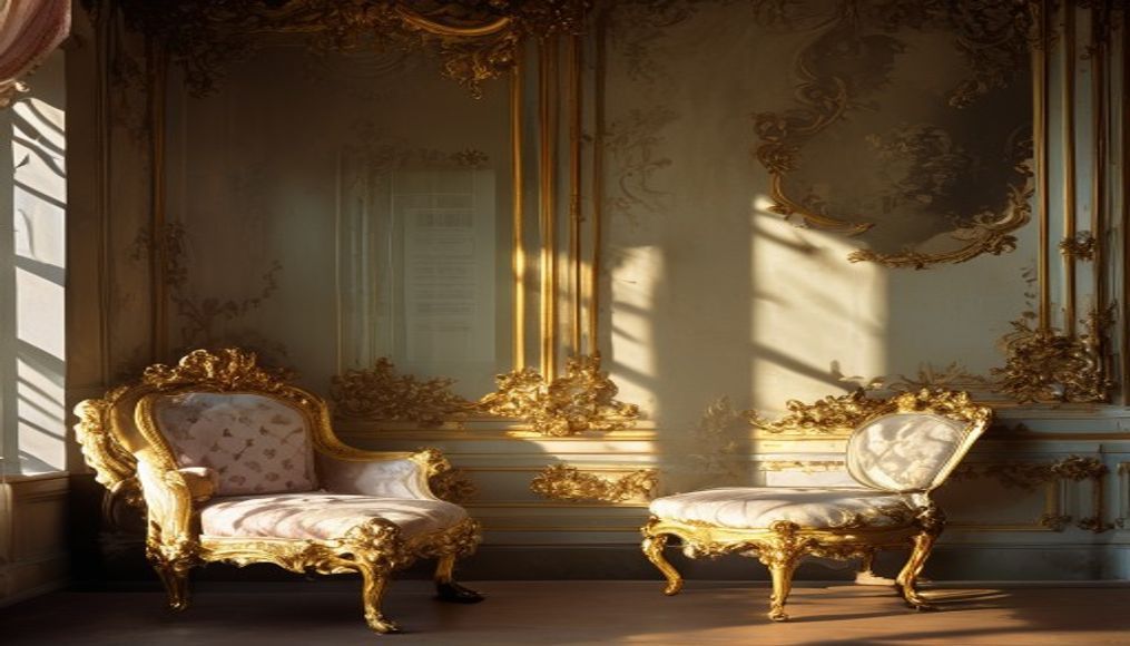 rococo interior gold in editorial style