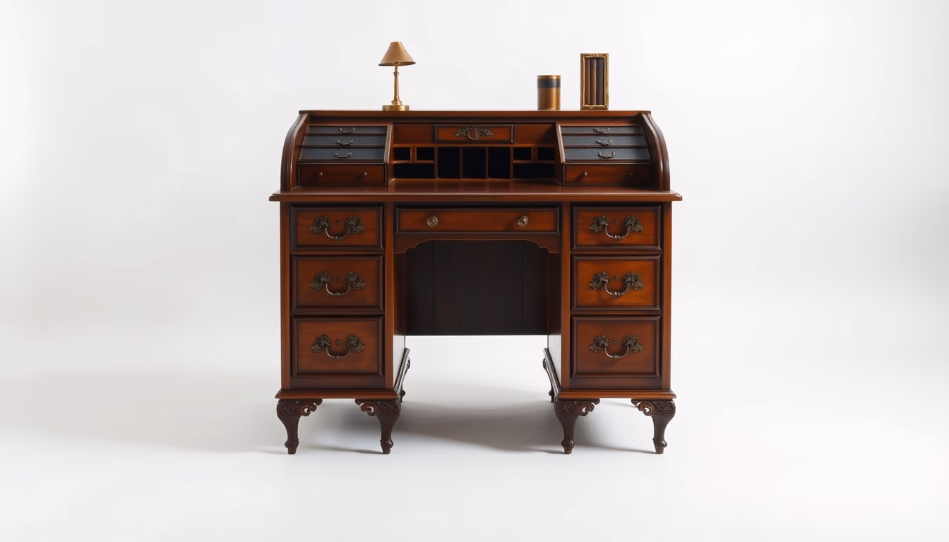 roll top desk antique in editorial style