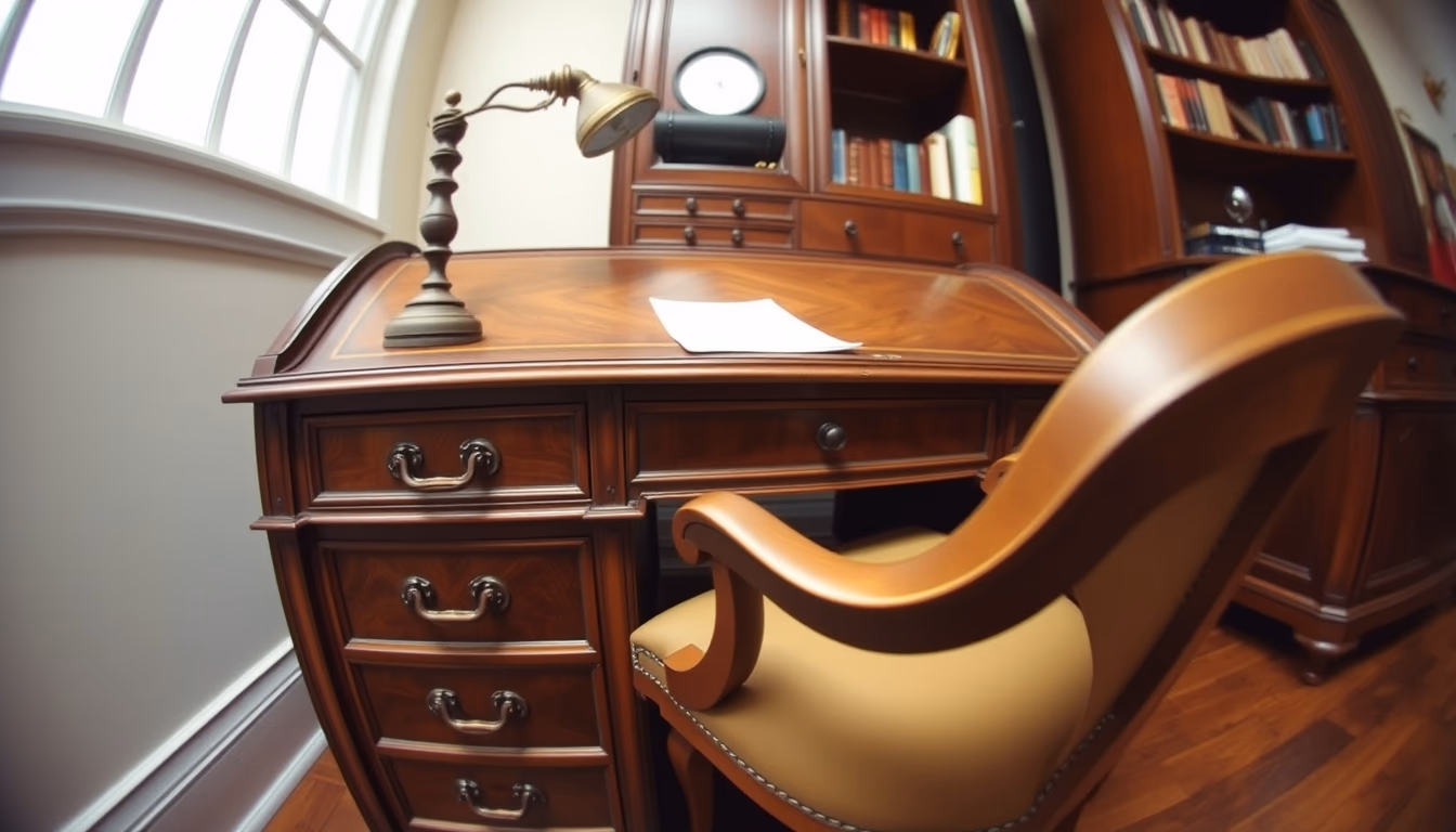 roll top desk antique in editorial style