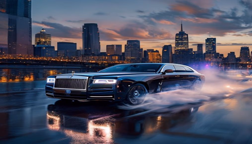 rolls royce ghost shooting star headliner in luxury editorial photography