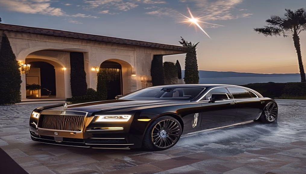 rolls royce ghost shooting star headliner in luxury editorial photography
