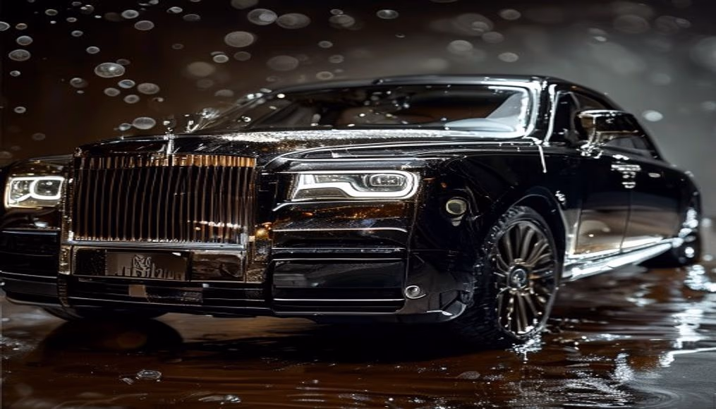 rolls royce wraith black badge in luxury editorial photography