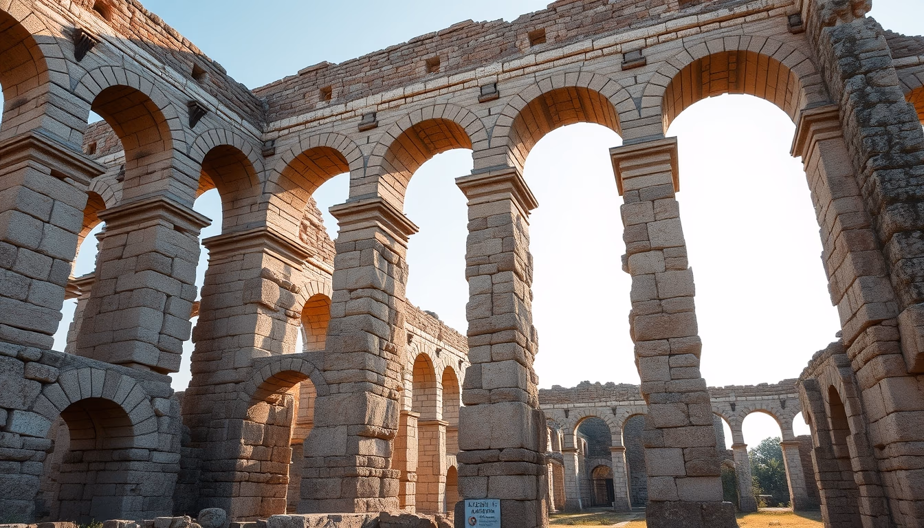 Roman aqueduct ruins em estilo editorial