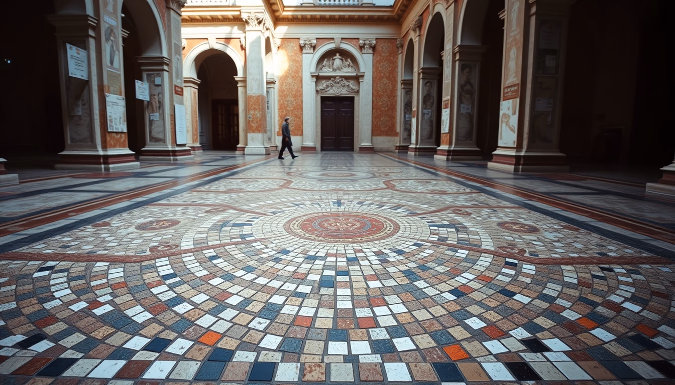roman mosaic floor in editorial style