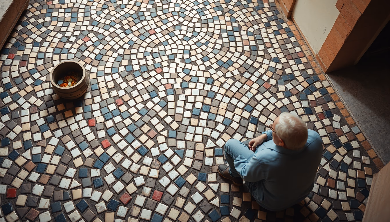 roman mosaic floor in editorial style