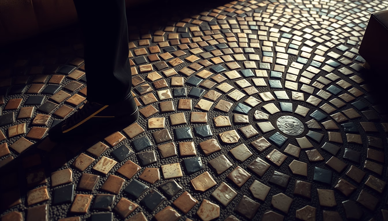 roman mosaic floor in editorial style