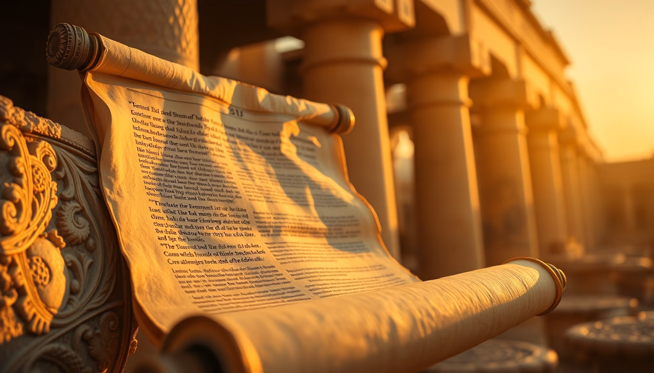 roman scroll papyrus in editorial style