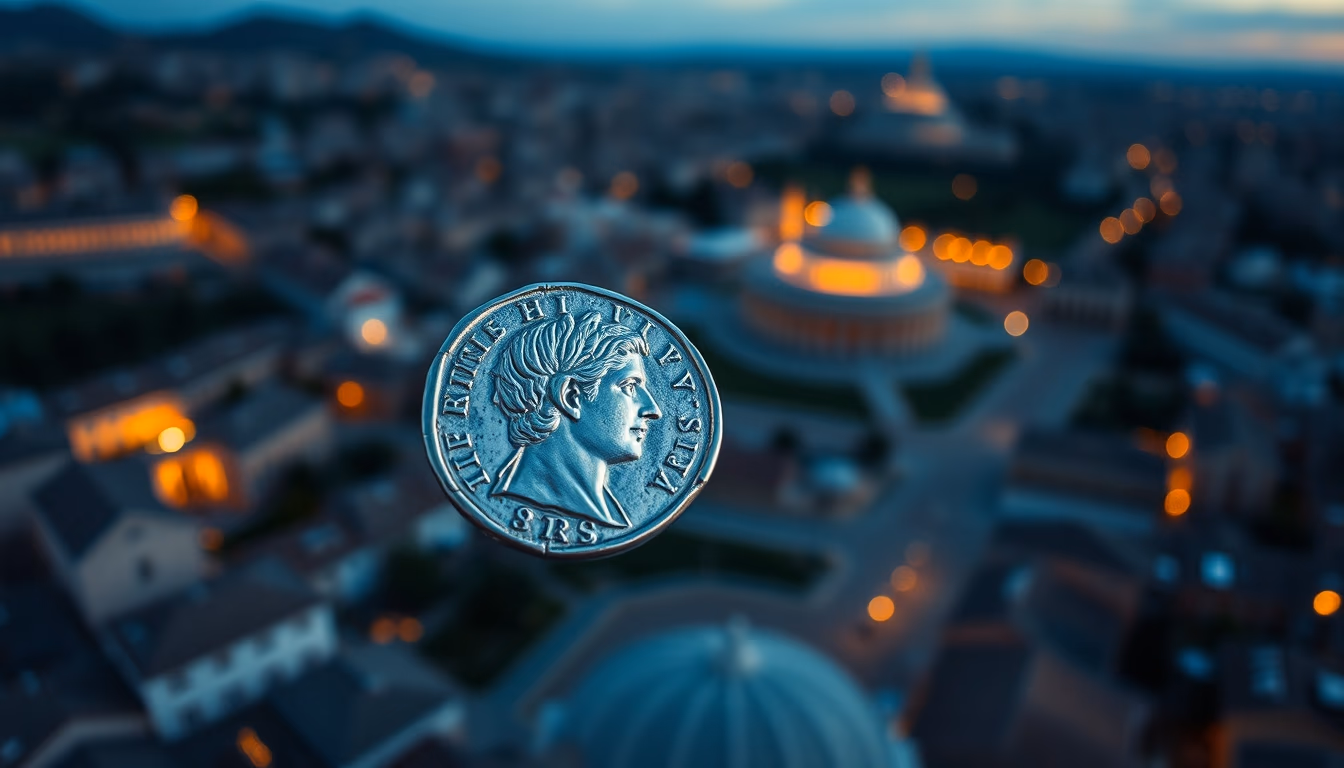 roman silver denarius coin in editorial style