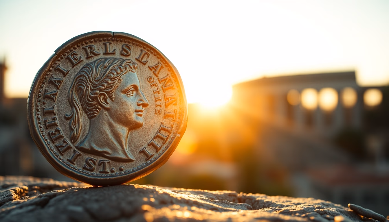 roman silver denarius coin in editorial style