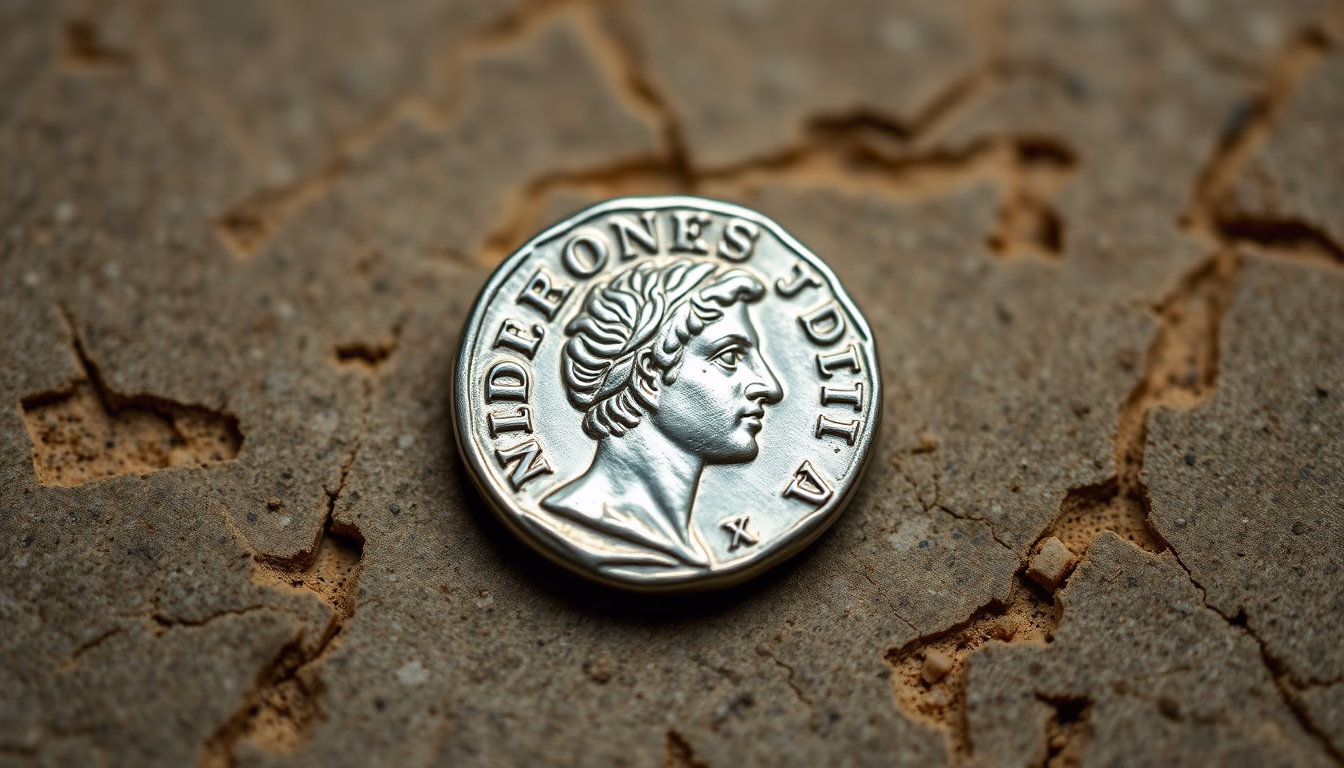 roman silver denarius coin in editorial style