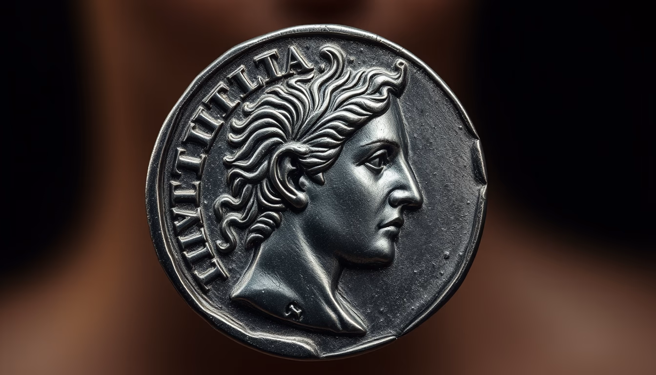 roman silver denarius coin in editorial style