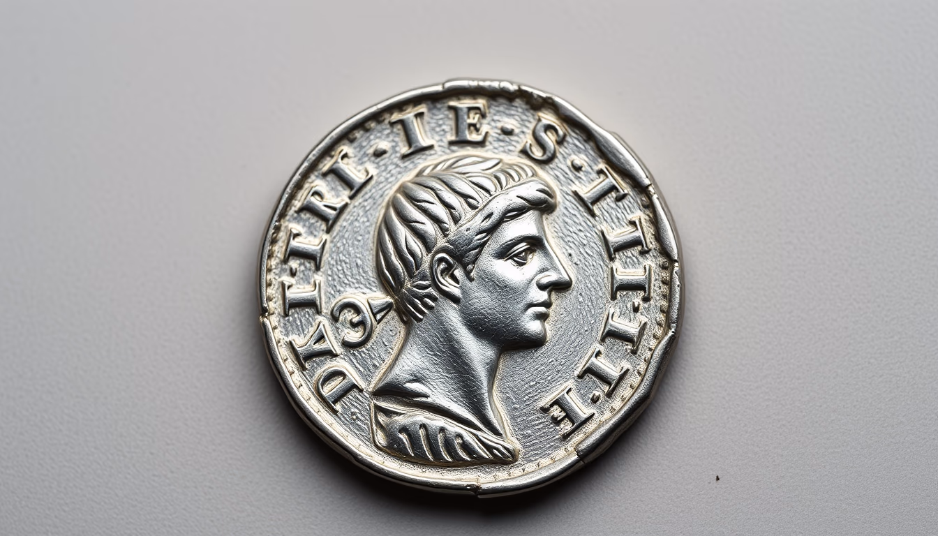 roman silver denarius coin in editorial style