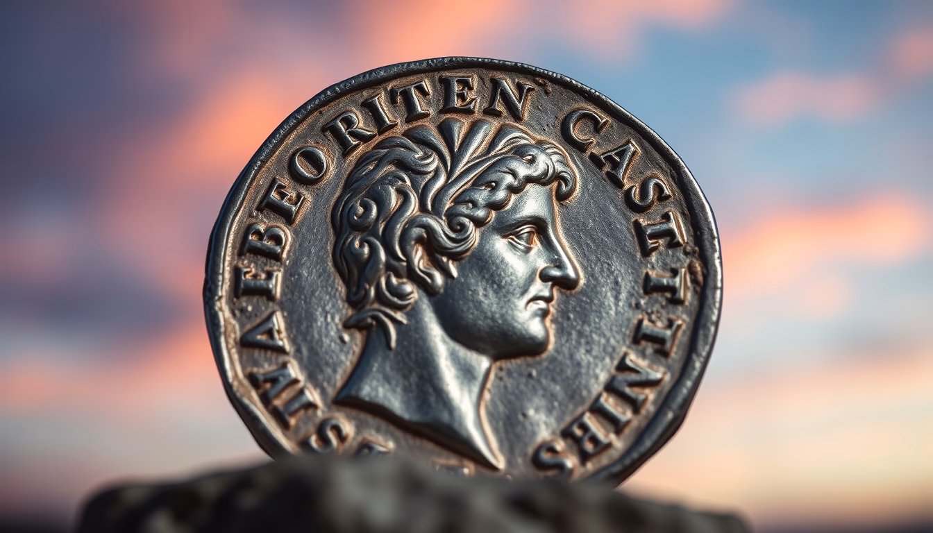 roman silver denarius coin in editorial style