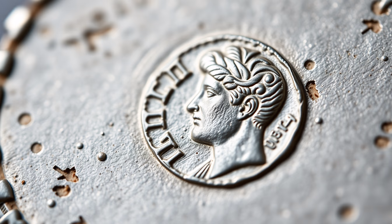 roman silver denarius coin in editorial style