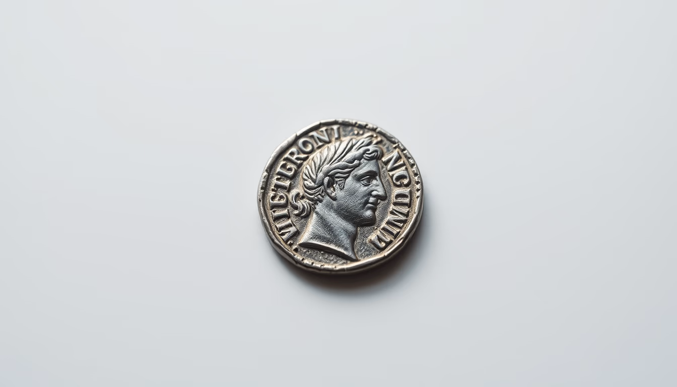 roman silver denarius coin in editorial style