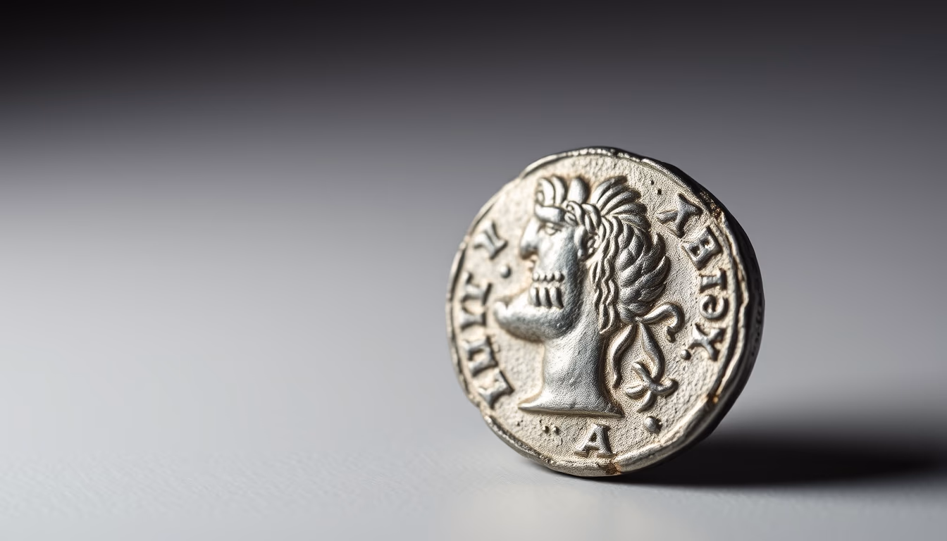 roman silver denarius coin in editorial style