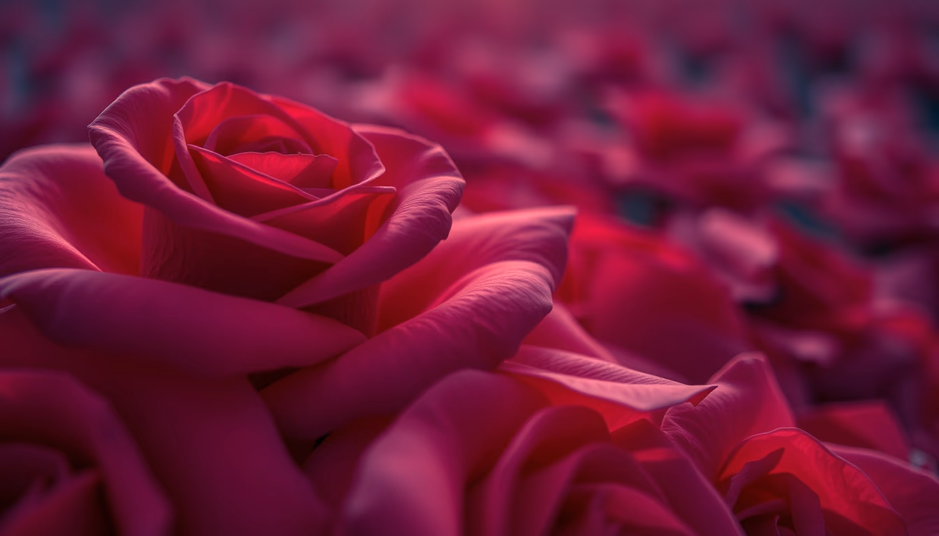 rose petals macro red in editorial style