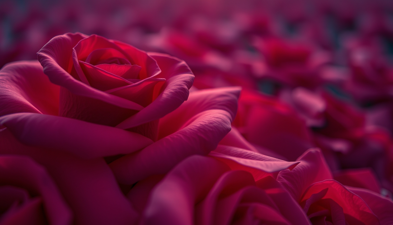 rose petals macro red in editorial style