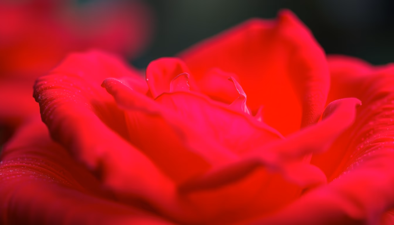 rose petals macro red in editorial style