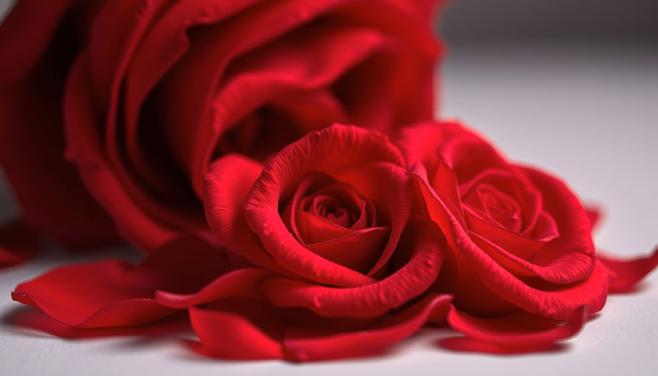 rose petals macro red in editorial style