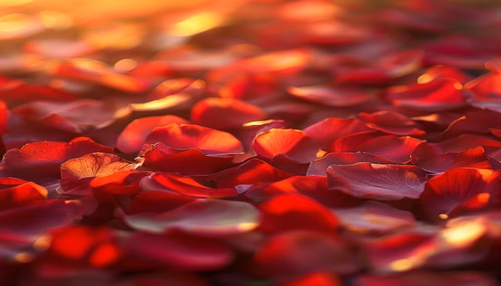 rose petals macro red in editorial style