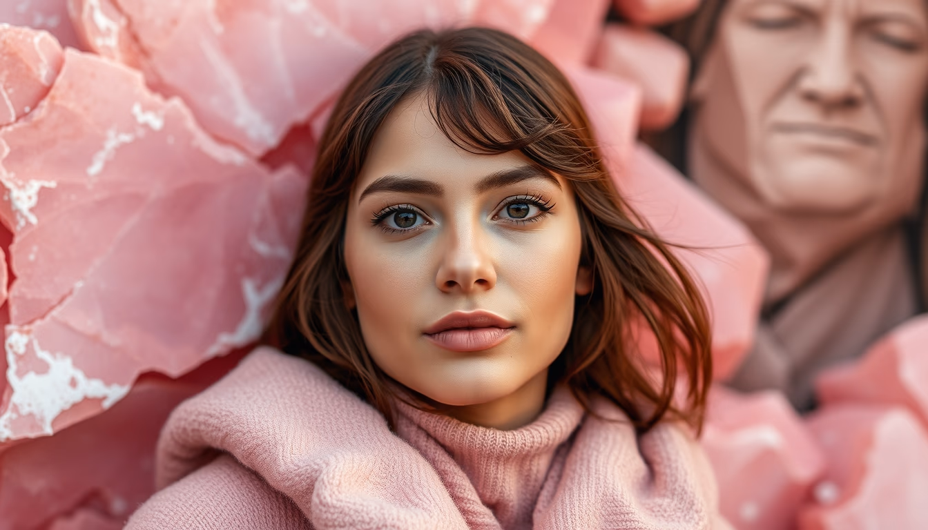 rose quartz pink in editorial style