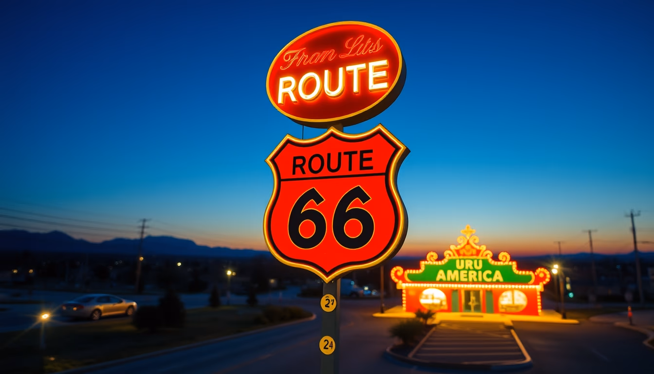 route 66 america sign in editorial style