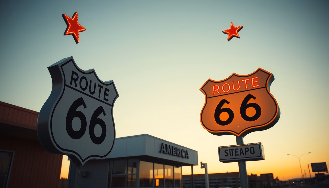 route 66 america sign in editorial style