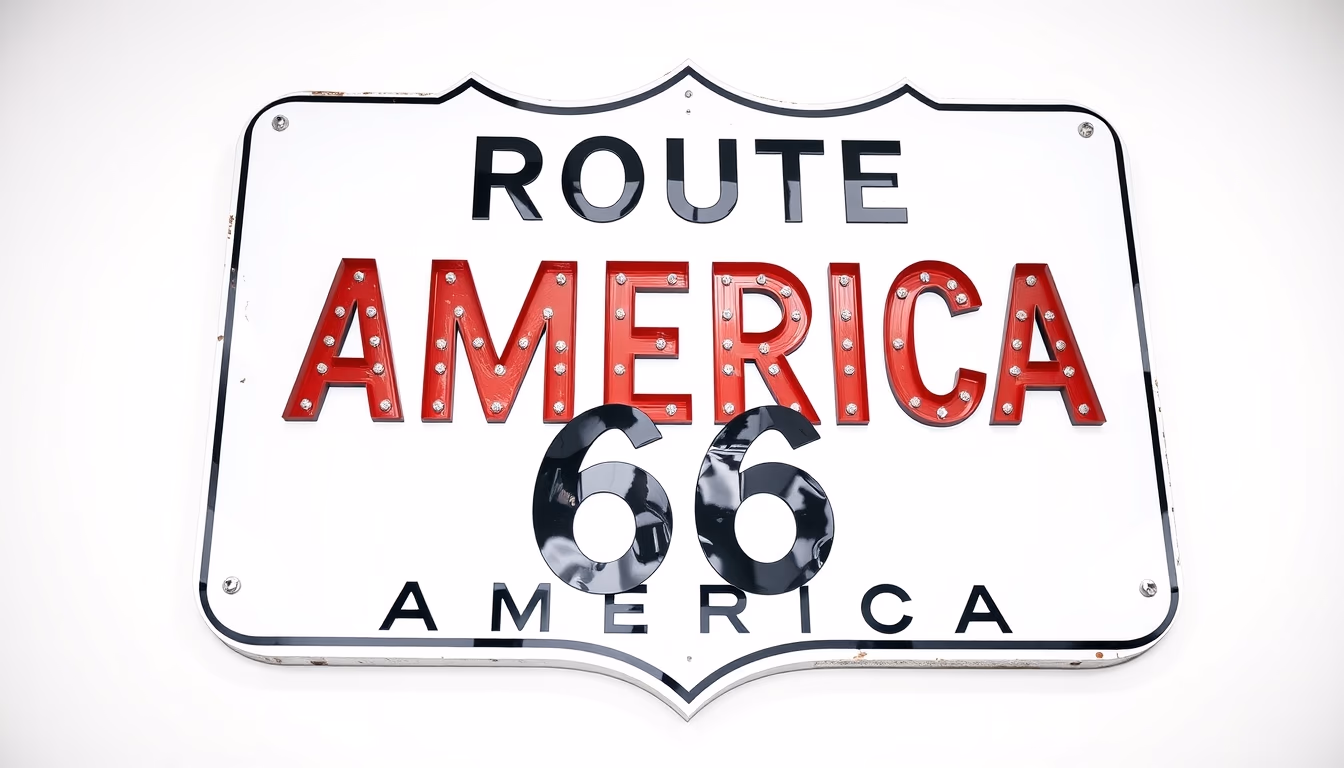 route 66 america sign in editorial style