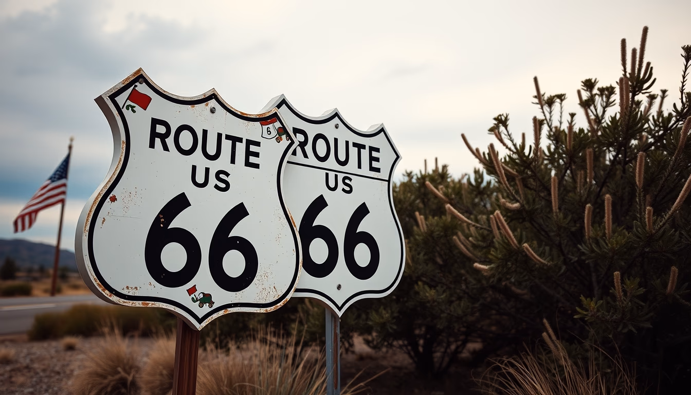 route 66 america sign in editorial style