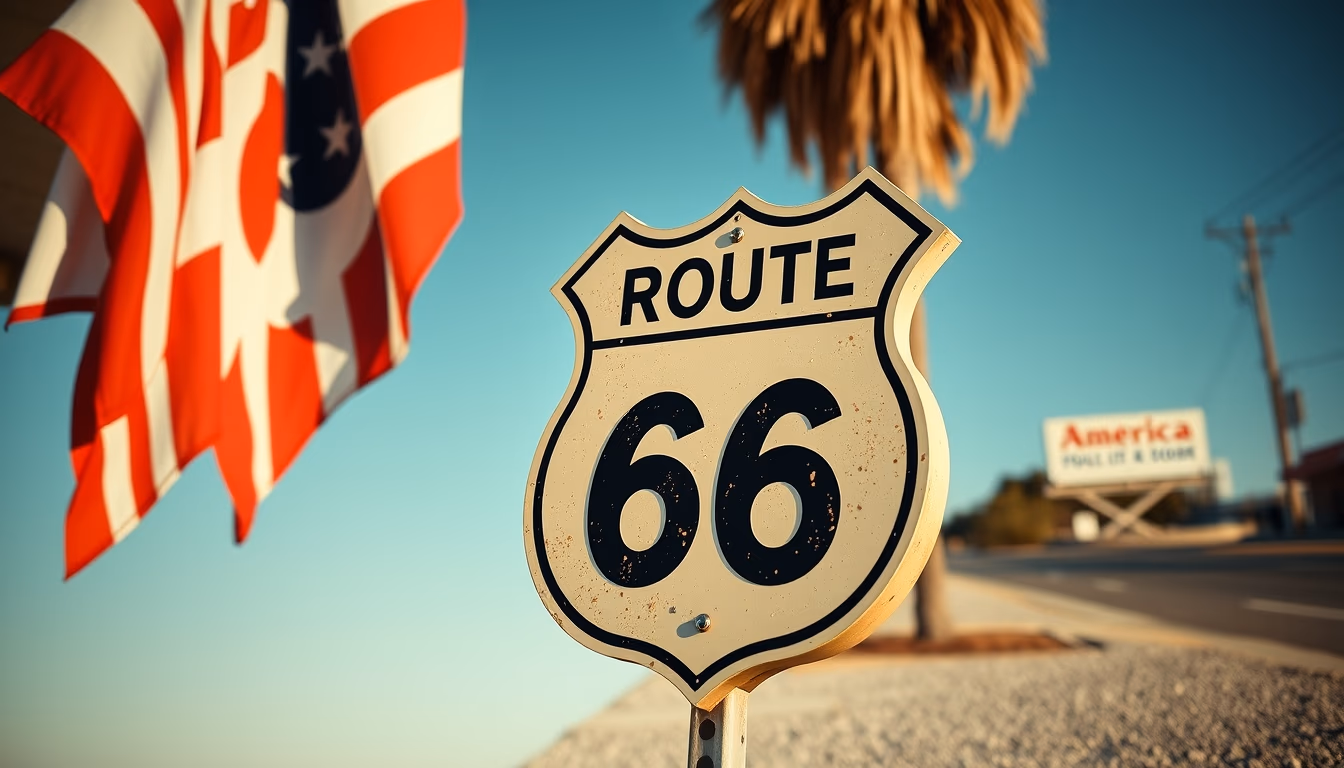 route 66 america sign in editorial style
