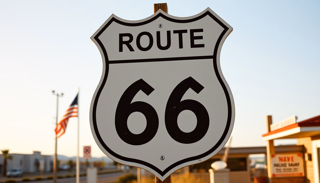route 66 america sign in editorial style