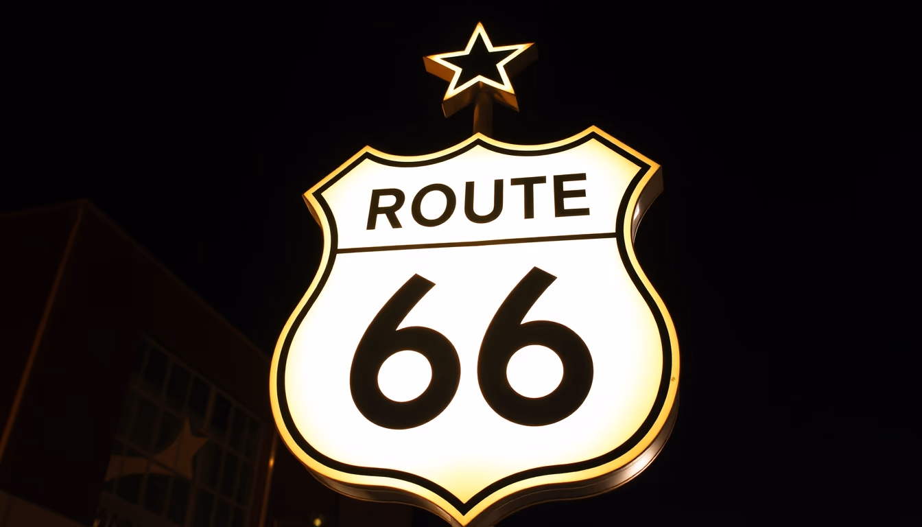 route 66 america sign in editorial style