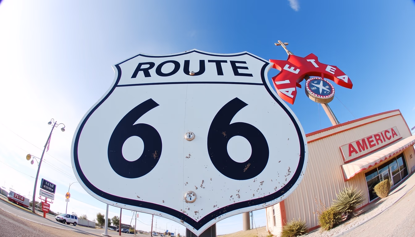 route 66 america sign in editorial style