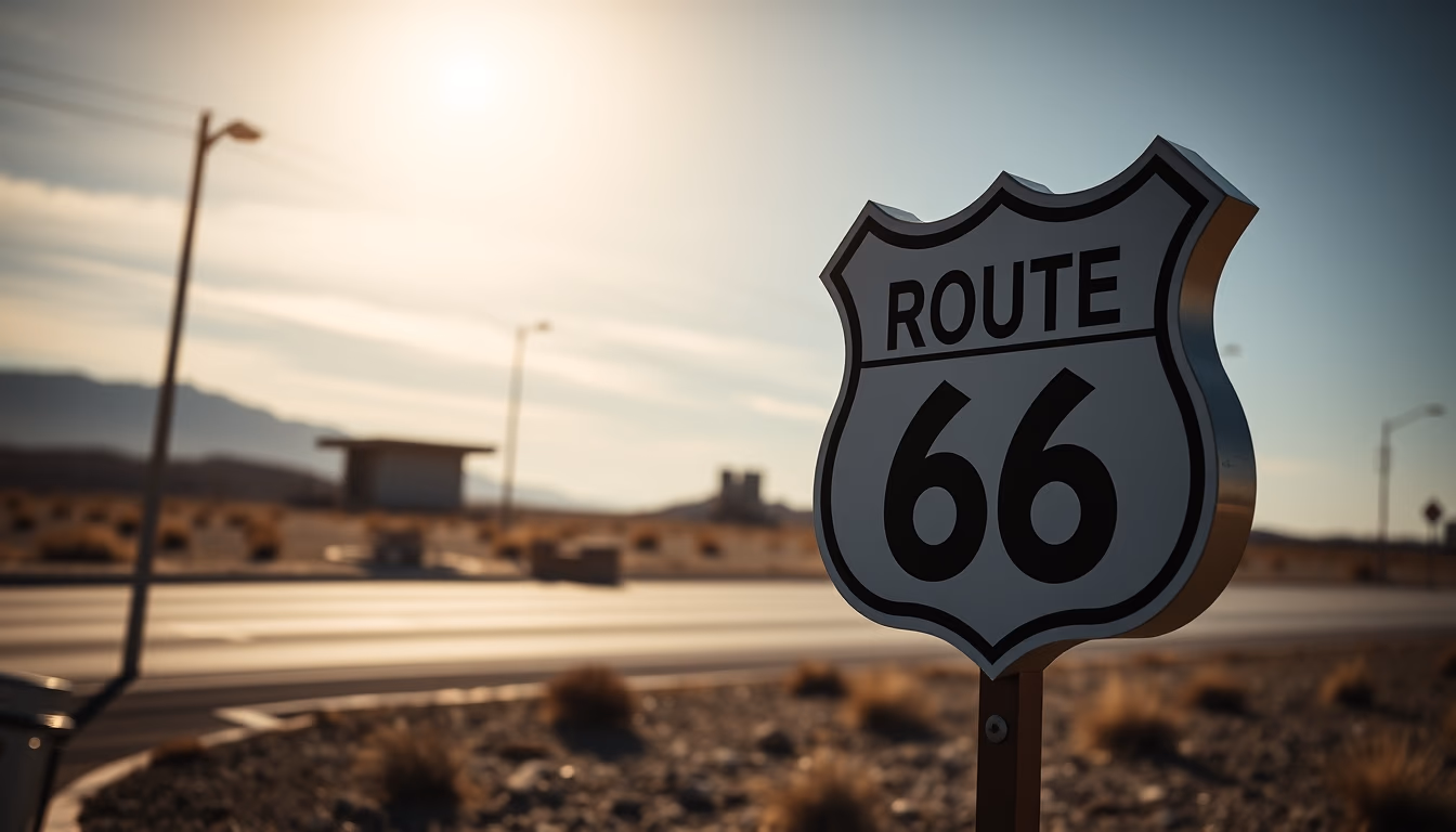 route 66 america sign in editorial style