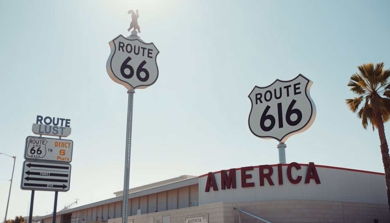 route 66 america sign in editorial style