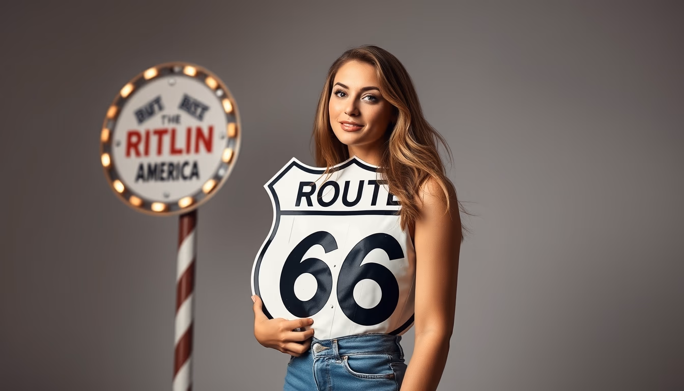 route 66 america sign in editorial style