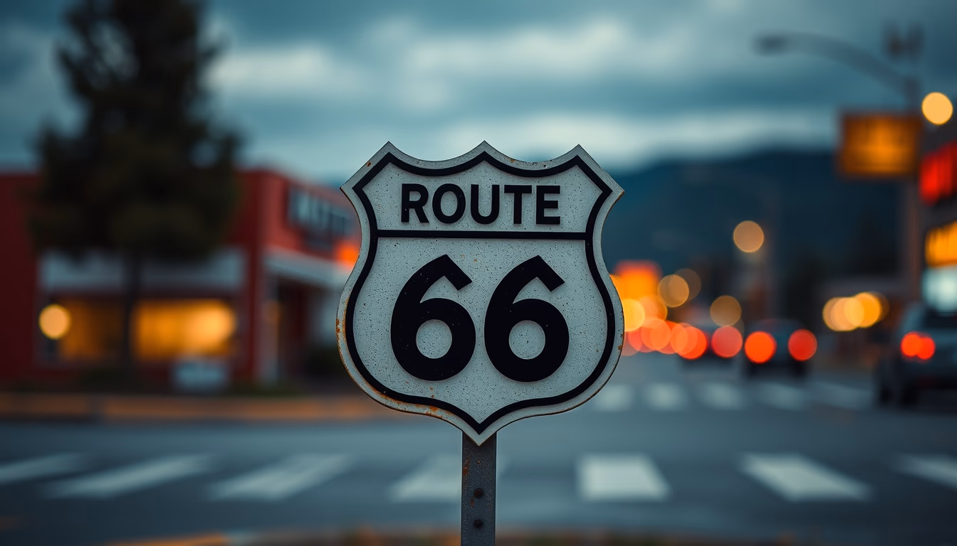 route 66 america sign in editorial style