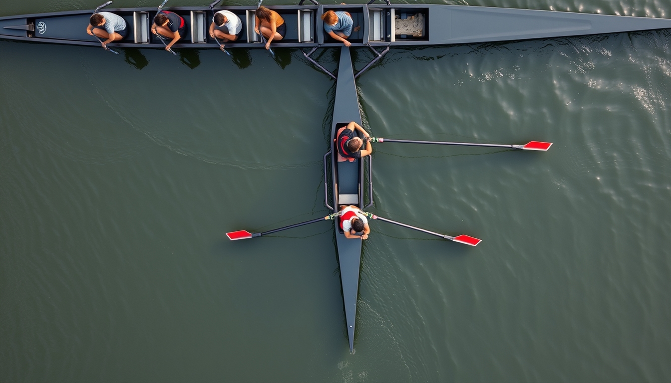 rowing crew olympic in editorial style