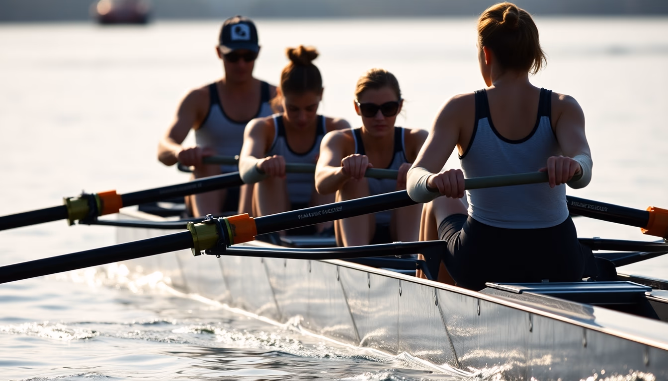 rowing crew olympic in editorial style
