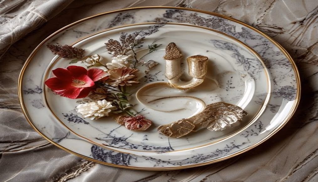 Royal copenhagen flora danica plate em fotografia editorial de luxo