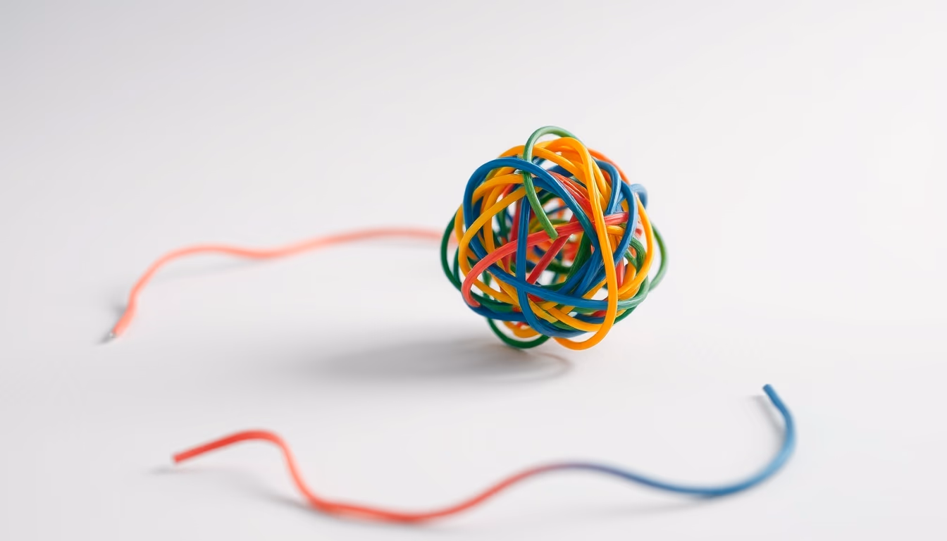 rubber band ball in editorial style